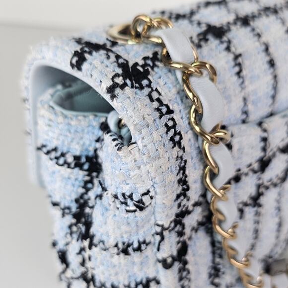 Chanel 25S Mini Classic Flap Mixed Fibers Blue Tweed Crossbody - Picture 9 of 15